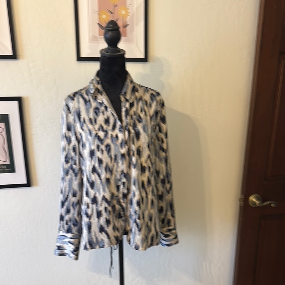 NIC+ZOE Animal Print Blouse - Black and Cream - NWOT